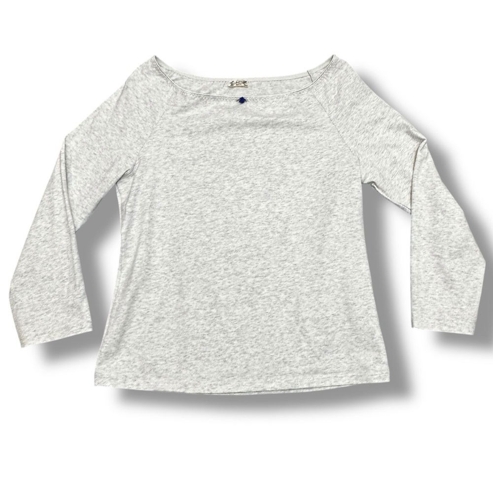 Intimately Free People Fitted Bow Detail Long Sleeve Baby Tee Large Grey